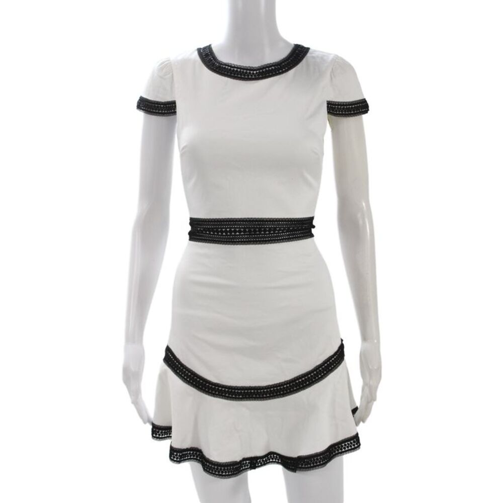 Alice + Olivia Women Mini Pencil Dress White Cotton Size 0